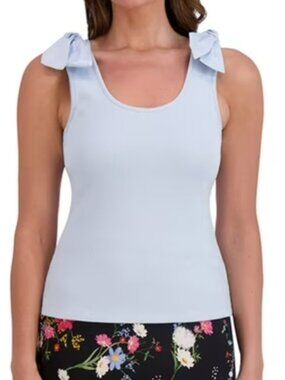 French Connection Women's Soft Scoop Neck Tank Top with Bow-tie Shoulder
